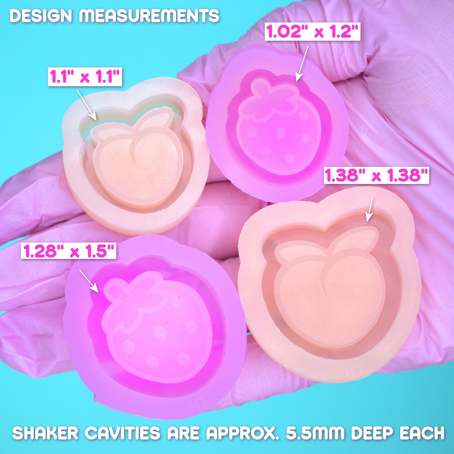 Strawberry & Peach Shaker Style Silicone Molds for Resin Casting