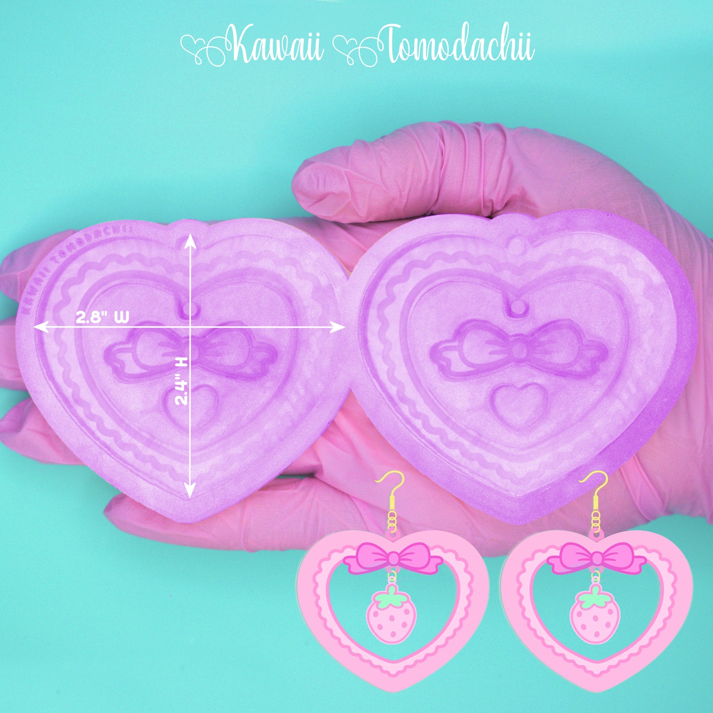 Ruffle Heart "Hoop" Style Earrings Silicone Mold for Resin Casting (With Optional Charm Molds!)