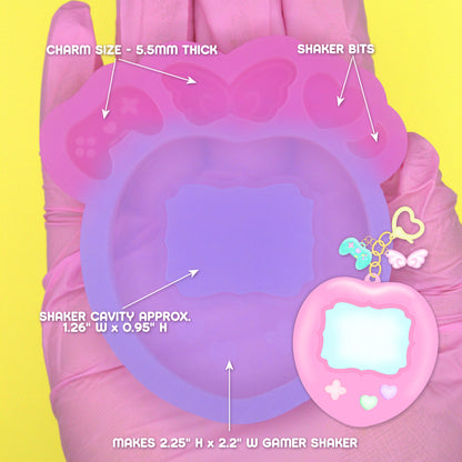 Heart Tamagotchi Style Handheld Gamer Shaker Silicone Mold