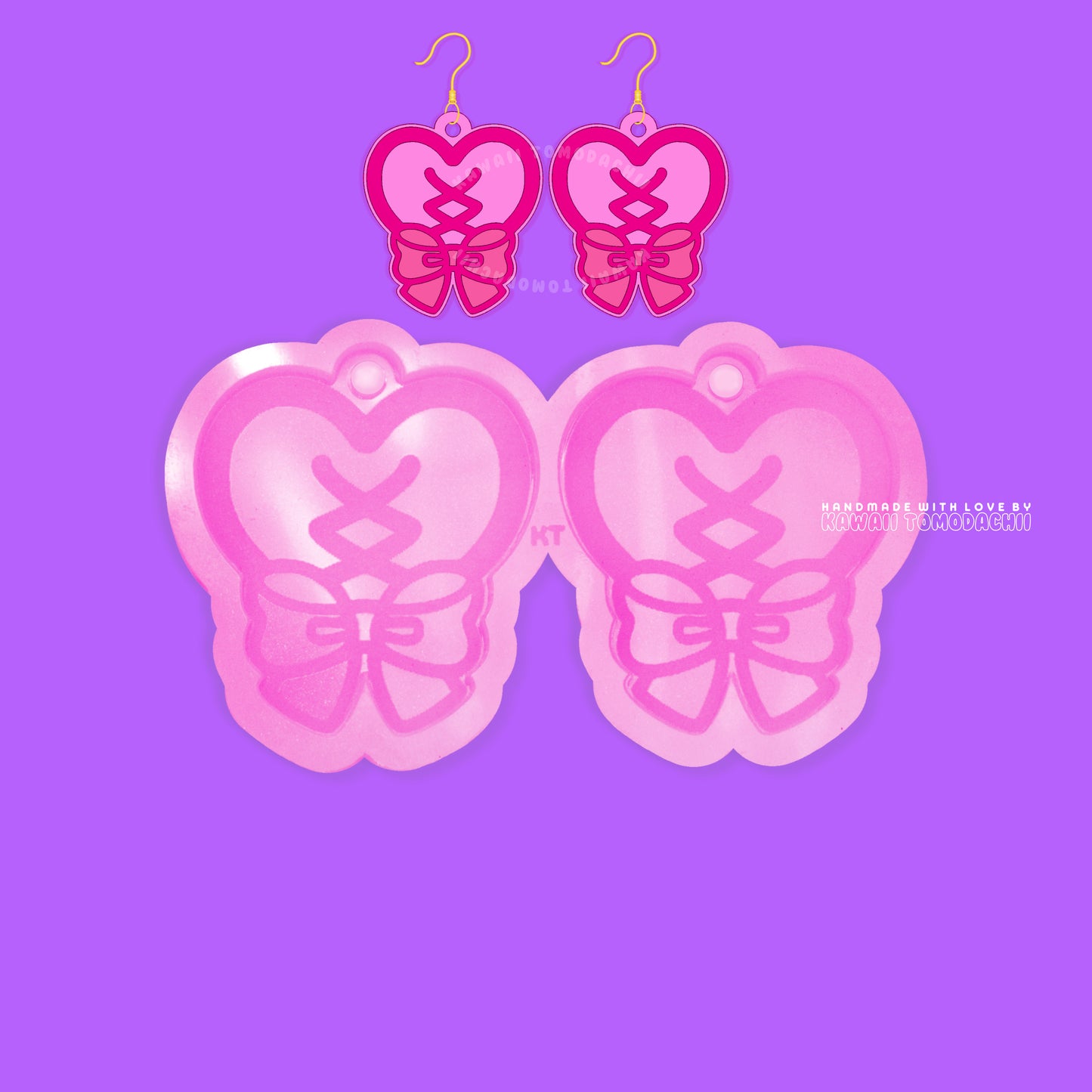 Heart Corset Bow Kawaii Earrings / Charms Mold