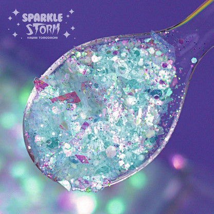 SPARKLE STORM Glow In The Dark - Iridescent / Pastel Blue Glitter Mix