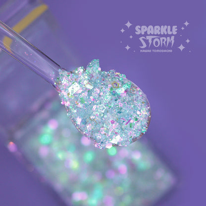 SPARKLE STORM Glow In The Dark - Iridescent / Pastel Blue Glitter Mix