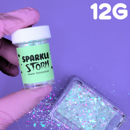 SPARKLE STORM Glow In The Dark - Iridescent / Pastel Blue Glitter Mix