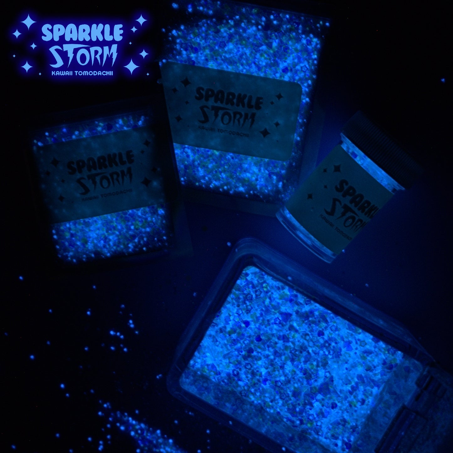 SPARKLE STORM Glow In The Dark - Iridescent / Pastel Blue Glitter Mix