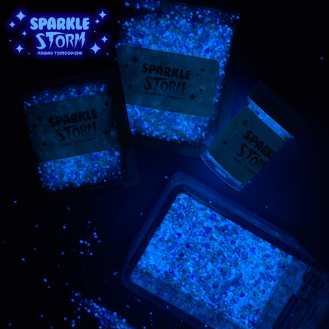 SPARKLE STORM Glow In The Dark - Iridescent / Pastel Blue Glitter Mix