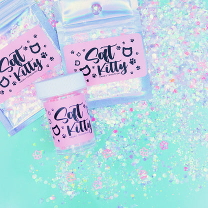 Soft Kitty Glitter Mix With AB Pink Paw Glitter