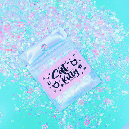 Soft Kitty Glitter Mix With AB Pink Paw Glitter