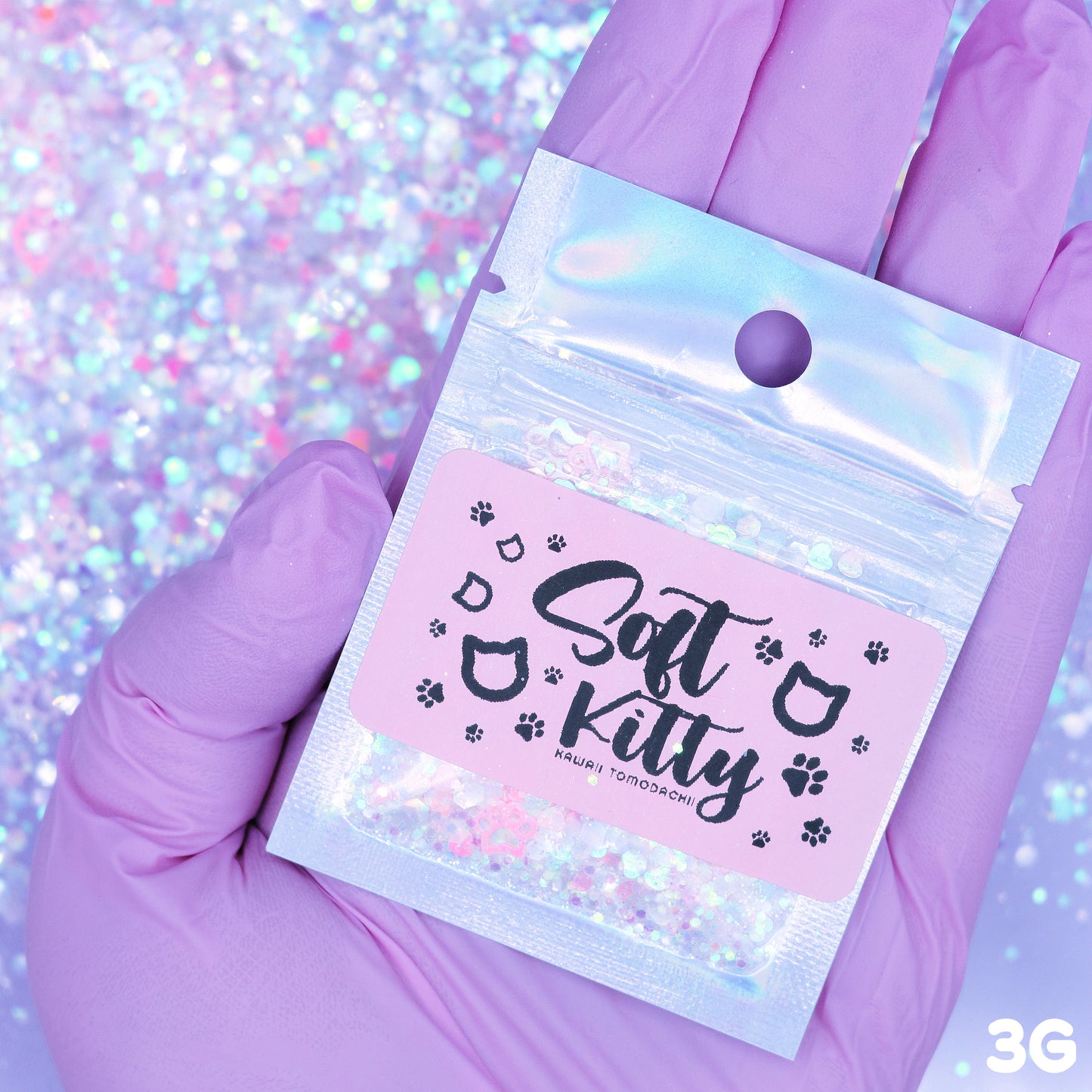 Soft Kitty Glitter Mix With AB Pink Paw Glitter