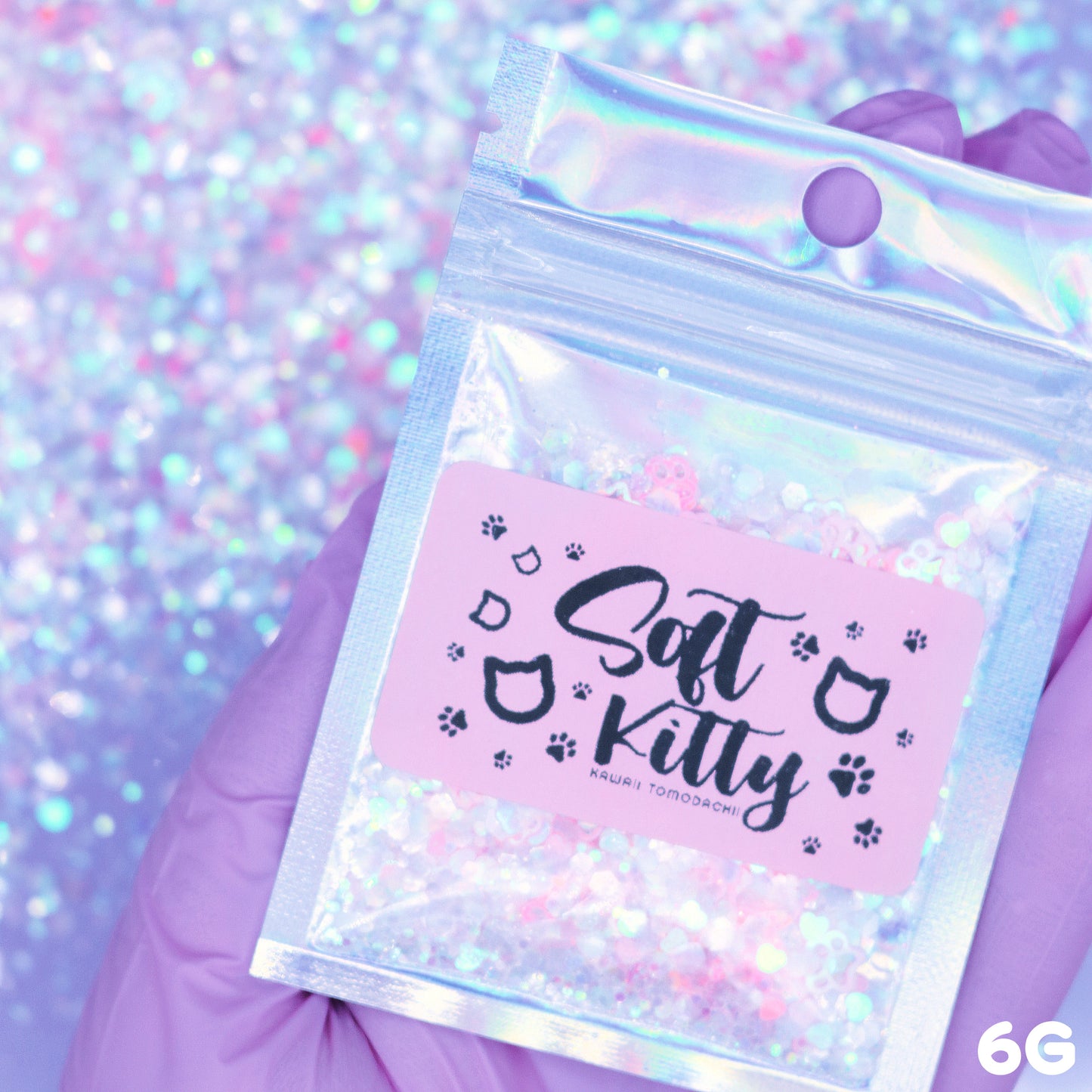 Soft Kitty Glitter Mix With AB Pink Paw Glitter