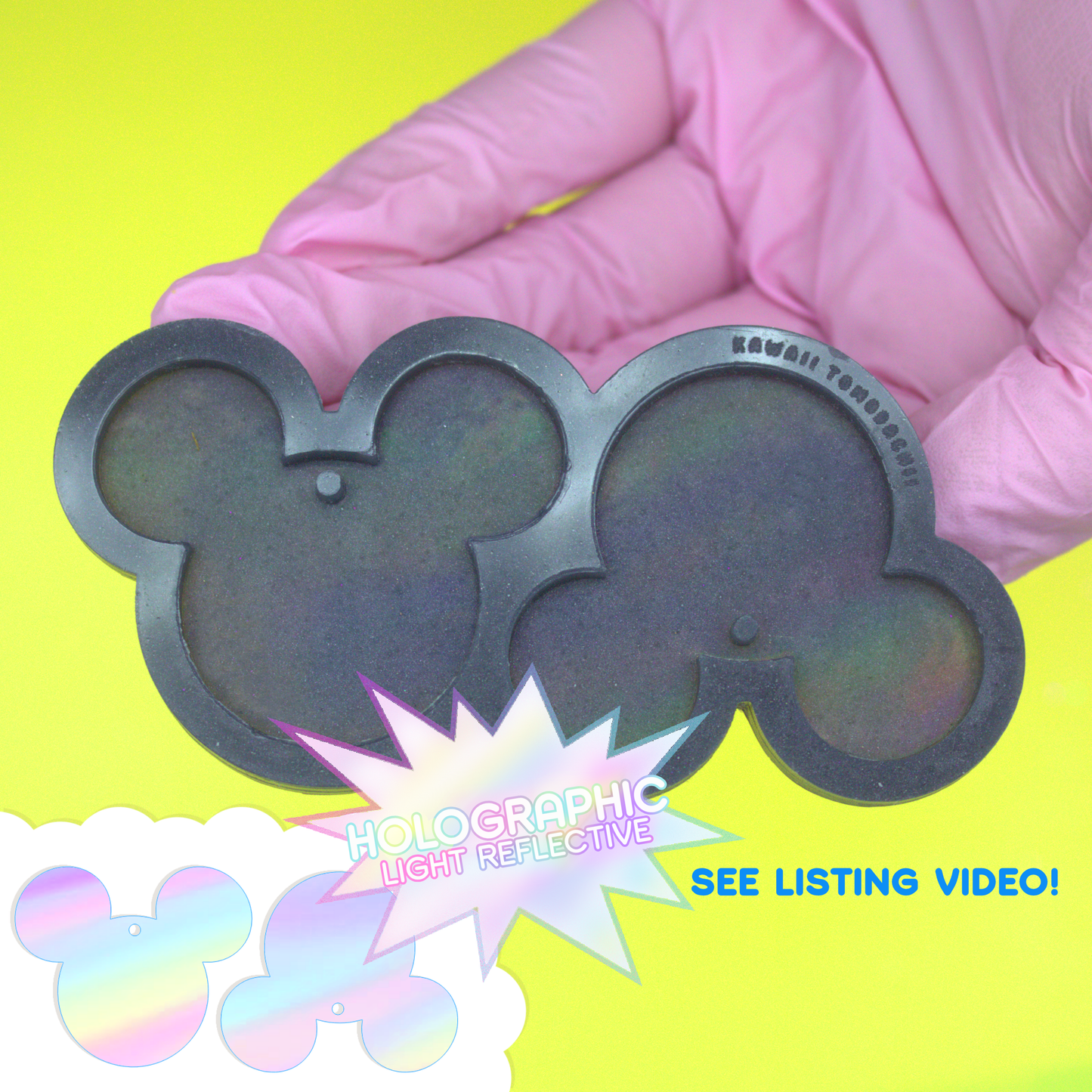 HOLOGRAPHIC Bear Head Earrings