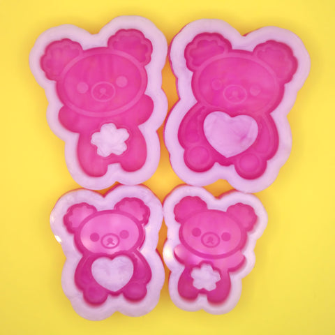 Kawaii Bear Plush Holding Heart or With Sakura Belly - You Choose! Shaker Mold