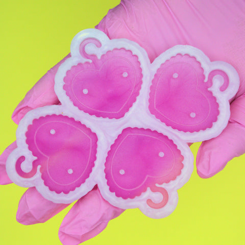 Ruffle Heart Earring Hanger Silicone Mold for Resin Casting